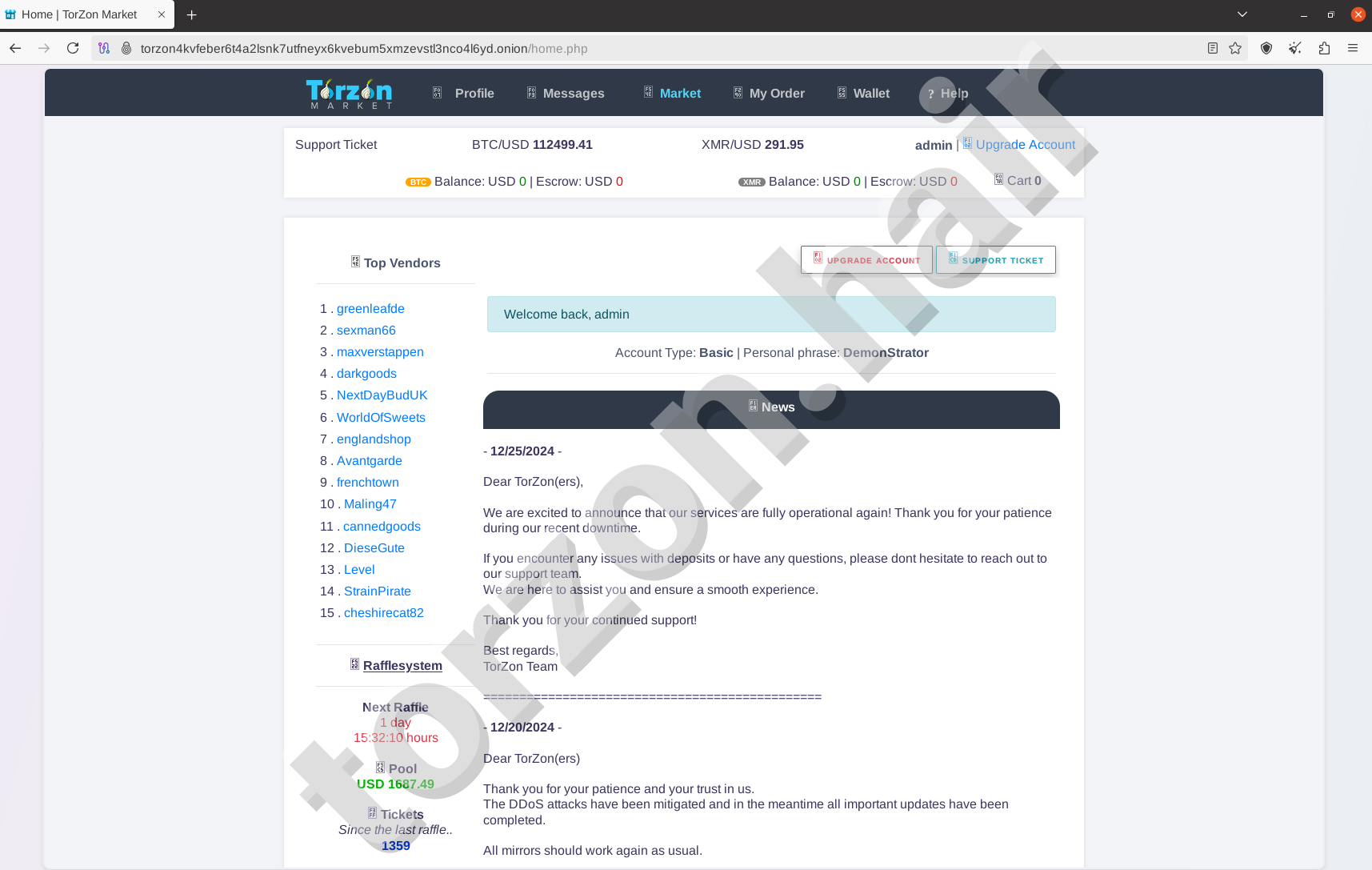 Torzon Darknet Market Homepage